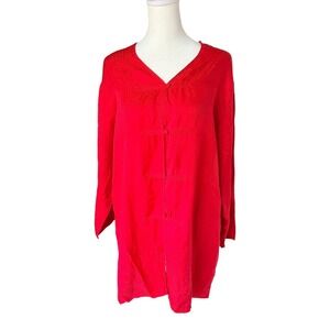 Vintage Victoria's Secret Gold Label Women's 100% Silk Sleep Shirt‎ Red Paisley
